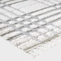 Clearance Kirklands Home Cream and Gray Tufted Criss-Cross Area Rug, 7x9
