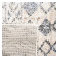 Clearance Kirklands Home Cream and Navy Moroccan Fringe Shag Rug, 5x7