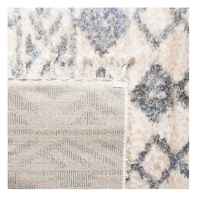 Clearance Kirklands Home Cream and Navy Moroccan Fringe Shag Rug, 5x7