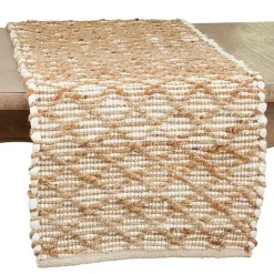 Kirklands Home Cream and Tan Woven Diamond Table Runner