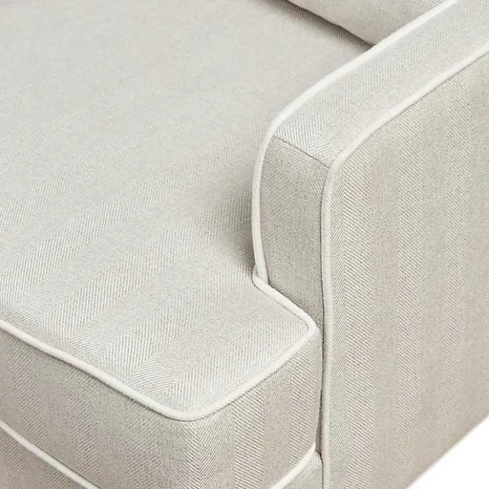 Hot Kirklands Home Cream and White Contrast Welting Accent Chair Ivory