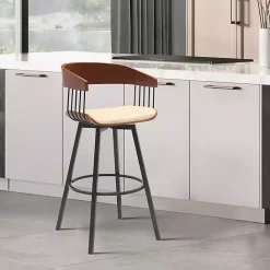 Hot Kirklands Home Cream Athena Swivel Bar Stool Ivory