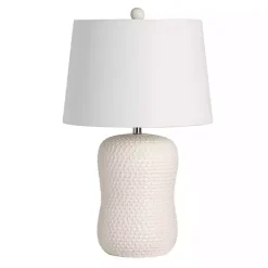 Kirklands Home Cream Basketweave Ceramic Table Lamp White