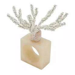 Online Kirklands Home Cream Beaded Coral Napkin Rings, Set of 4 Ivory