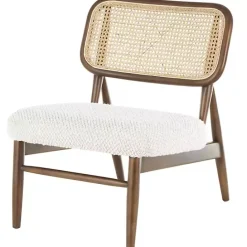 Online Kirklands Home Cream Boucle & Rounded Rattan Back Accent Chair White