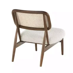 Online Kirklands Home Cream Boucle & Rounded Rattan Back Accent Chair White