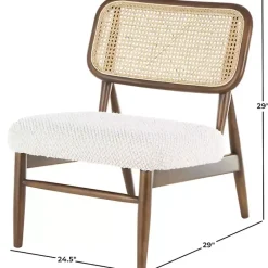 Online Kirklands Home Cream Boucle & Rounded Rattan Back Accent Chair White