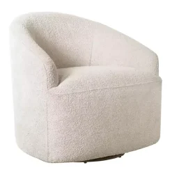 Sale Kirklands Home Cream Boucle Barrel Swivel Accent Chair White