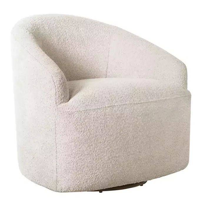 Sale Kirklands Home Cream Boucle Barrel Swivel Accent Chair White