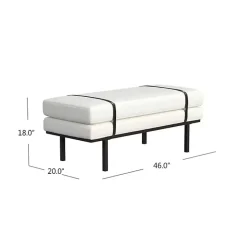 Hot Kirklands Home Cream Boucle Black Faux Leather Bench White