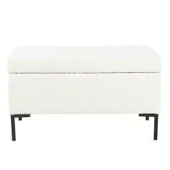 Sale Kirklands Home Cream Boucle Black Metal Storage Bench Ivory
