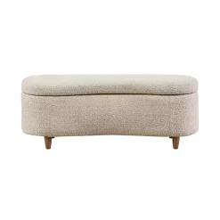 Kirklands Home Cream Boucle Flip-Top Storage Bench White