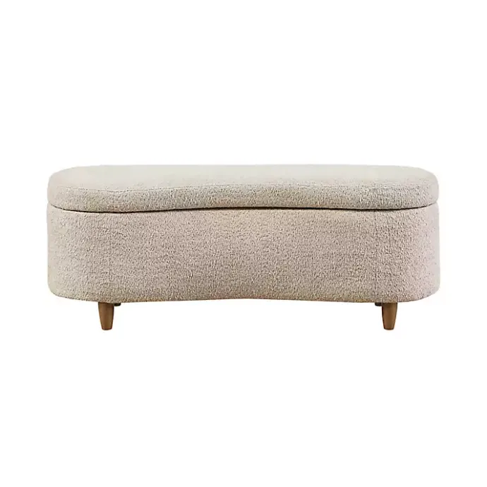 Kirklands Home Cream Boucle Flip-Top Storage Bench White