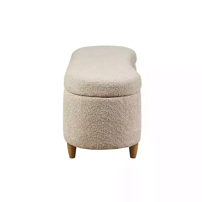 Kirklands Home Cream Boucle Flip-Top Storage Bench White