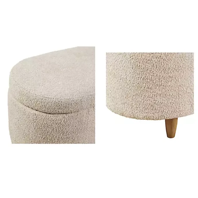 Kirklands Home Cream Boucle Flip-Top Storage Bench White