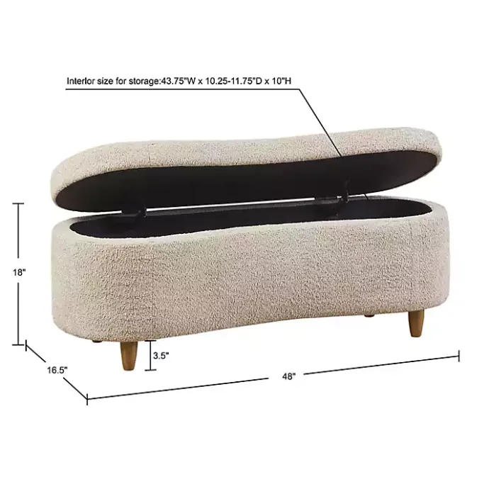 Kirklands Home Cream Boucle Flip-Top Storage Bench White