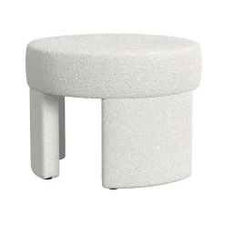 Hot Kirklands Home Cream Boucle Round Upholstered Ottoman White