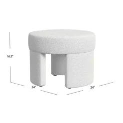 Hot Kirklands Home Cream Boucle Round Upholstered Ottoman White
