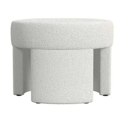 Hot Kirklands Home Cream Boucle Round Upholstered Ottoman White