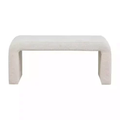 New Kirklands Home Cream Boucle Waterfall Bench White
