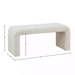 New Kirklands Home Cream Boucle Waterfall Bench White