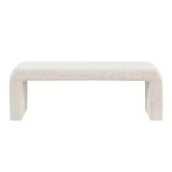 New Kirklands Home Cream Boucle Waterfall Bench, 52 in. White
