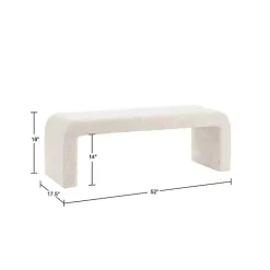 New Kirklands Home Cream Boucle Waterfall Bench, 52 in. White