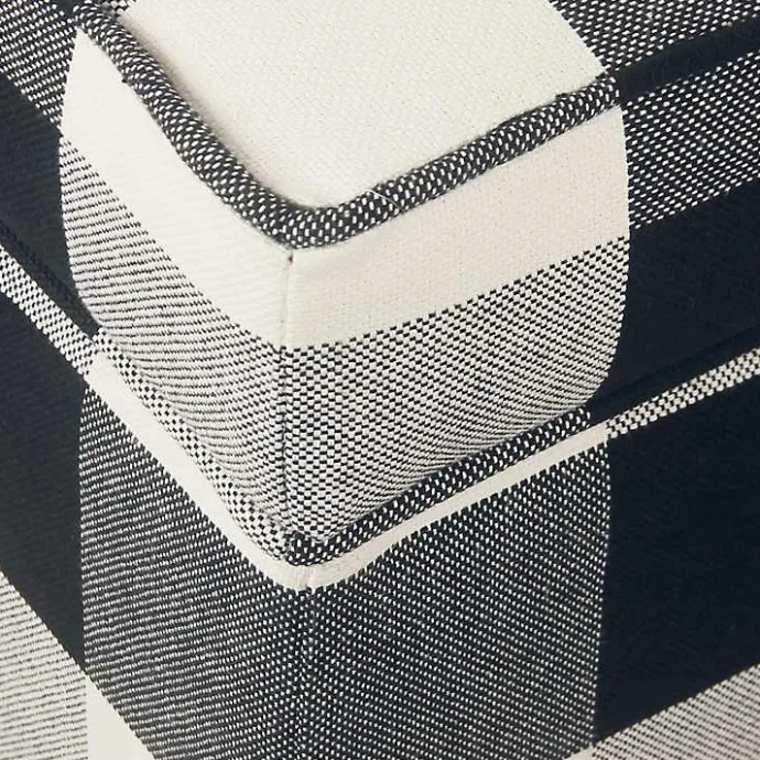 Discount Kirklands Home Cream Buffalo Plaid Upholstered Storage Ottoman