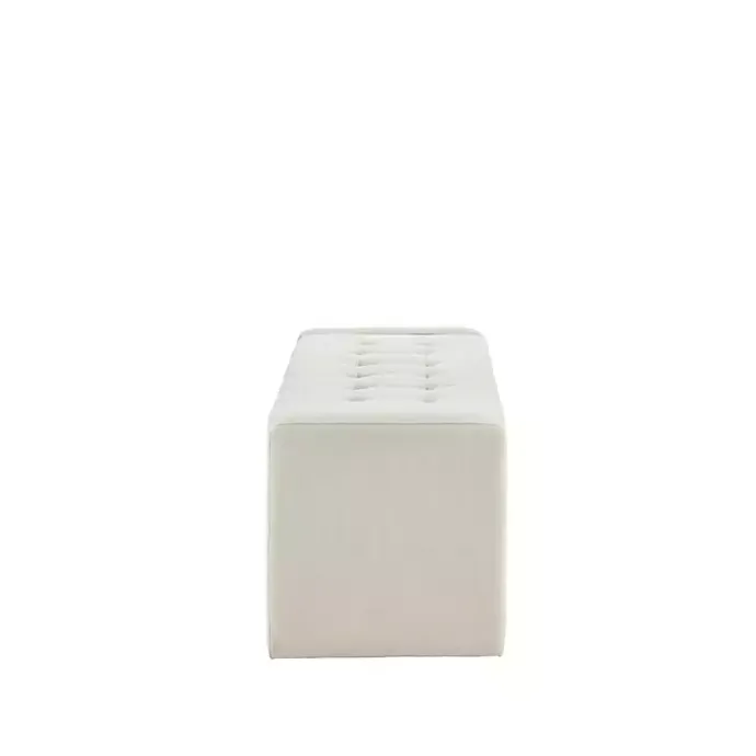 Hot Kirklands Home Cream Button Tufted Upholstered Storage Bench Ivory