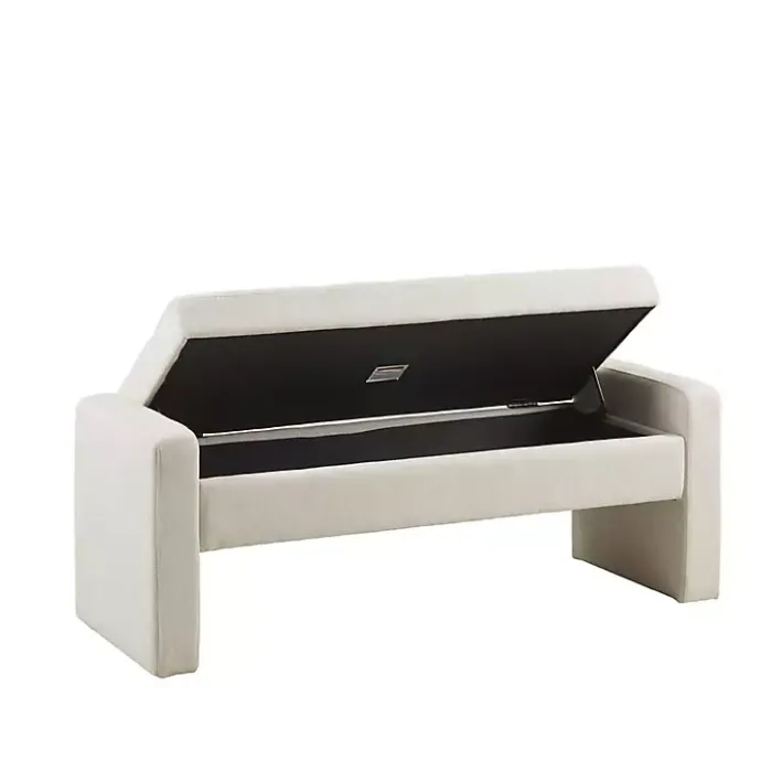 Hot Kirklands Home Cream Button Tufted Upholstered Storage Bench Ivory