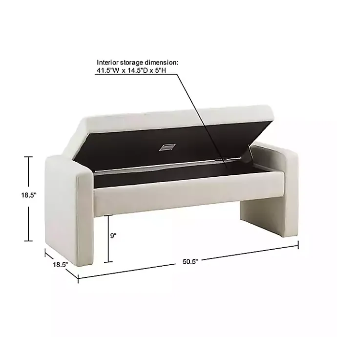 Hot Kirklands Home Cream Button Tufted Upholstered Storage Bench Ivory