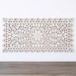 Hot Kirklands Home Cream Carved Wooden Wall Plaque White