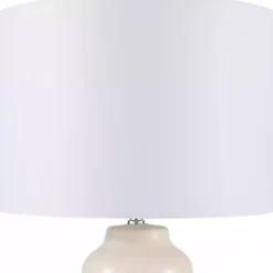 Kirklands Home Cream Ceramic Rounded Hourglass Table Lamp