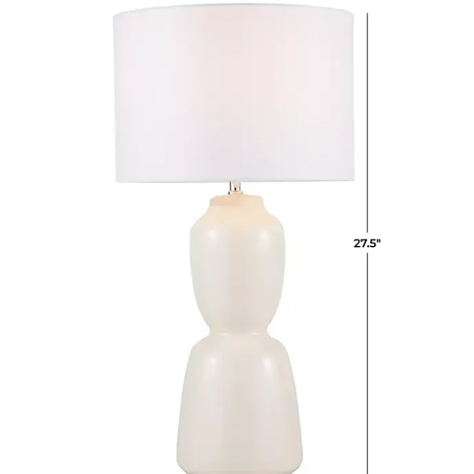 Kirklands Home Cream Ceramic Rounded Hourglass Table Lamp