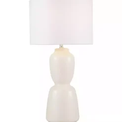 Kirklands Home Cream Ceramic Rounded Hourglass Table Lamp