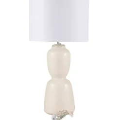 Kirklands Home Cream Ceramic Rounded Hourglass Table Lamp