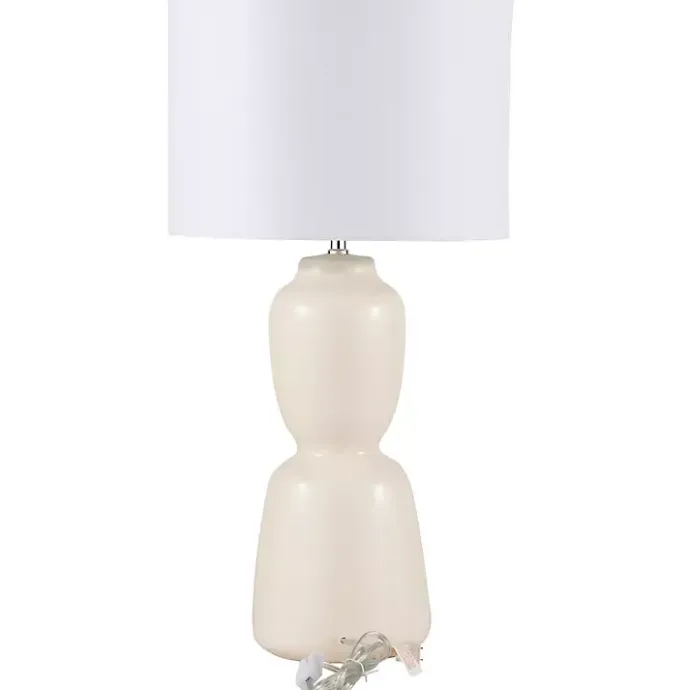 Kirklands Home Cream Ceramic Rounded Hourglass Table Lamp