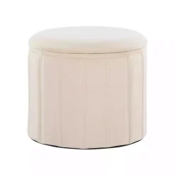 Hot Kirklands Home Cream Collapsible Storage Ottoman White