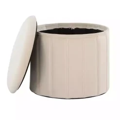 Hot Kirklands Home Cream Collapsible Storage Ottoman White