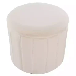 Hot Kirklands Home Cream Collapsible Storage Ottoman White