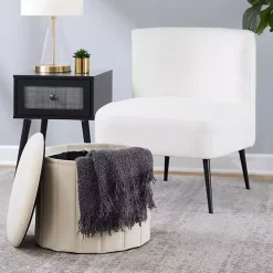 Hot Kirklands Home Cream Collapsible Storage Ottoman White