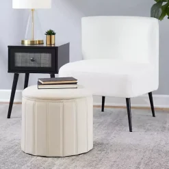 Hot Kirklands Home Cream Collapsible Storage Ottoman White
