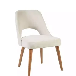 New Kirklands Home Cream Cut-Out Pecan Wood Dining Chairs, Set of 2 White