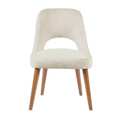 New Kirklands Home Cream Cut-Out Pecan Wood Dining Chairs, Set of 2 White
