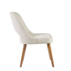New Kirklands Home Cream Cut-Out Pecan Wood Dining Chairs, Set of 2 White