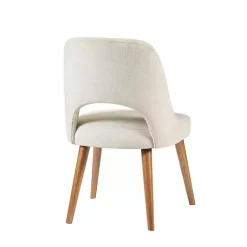 New Kirklands Home Cream Cut-Out Pecan Wood Dining Chairs, Set of 2 White