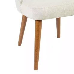 New Kirklands Home Cream Cut-Out Pecan Wood Dining Chairs, Set of 2 White