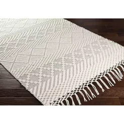 Hot Kirklands Home Cream Diamond Tassel Wool Area Rug, 8x10 Ivory