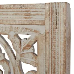 Clearance Kirklands Home Cream Distressed Carved Floral Wall Plaque