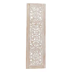 Clearance Kirklands Home Cream Distressed Carved Floral Wall Plaque